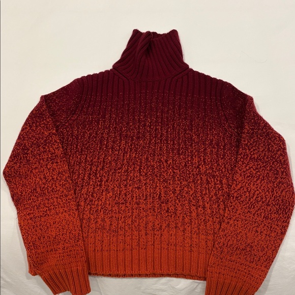 Loro Piana Burgundy and Orange Gradient Turtleneck 100% cashmere sweater